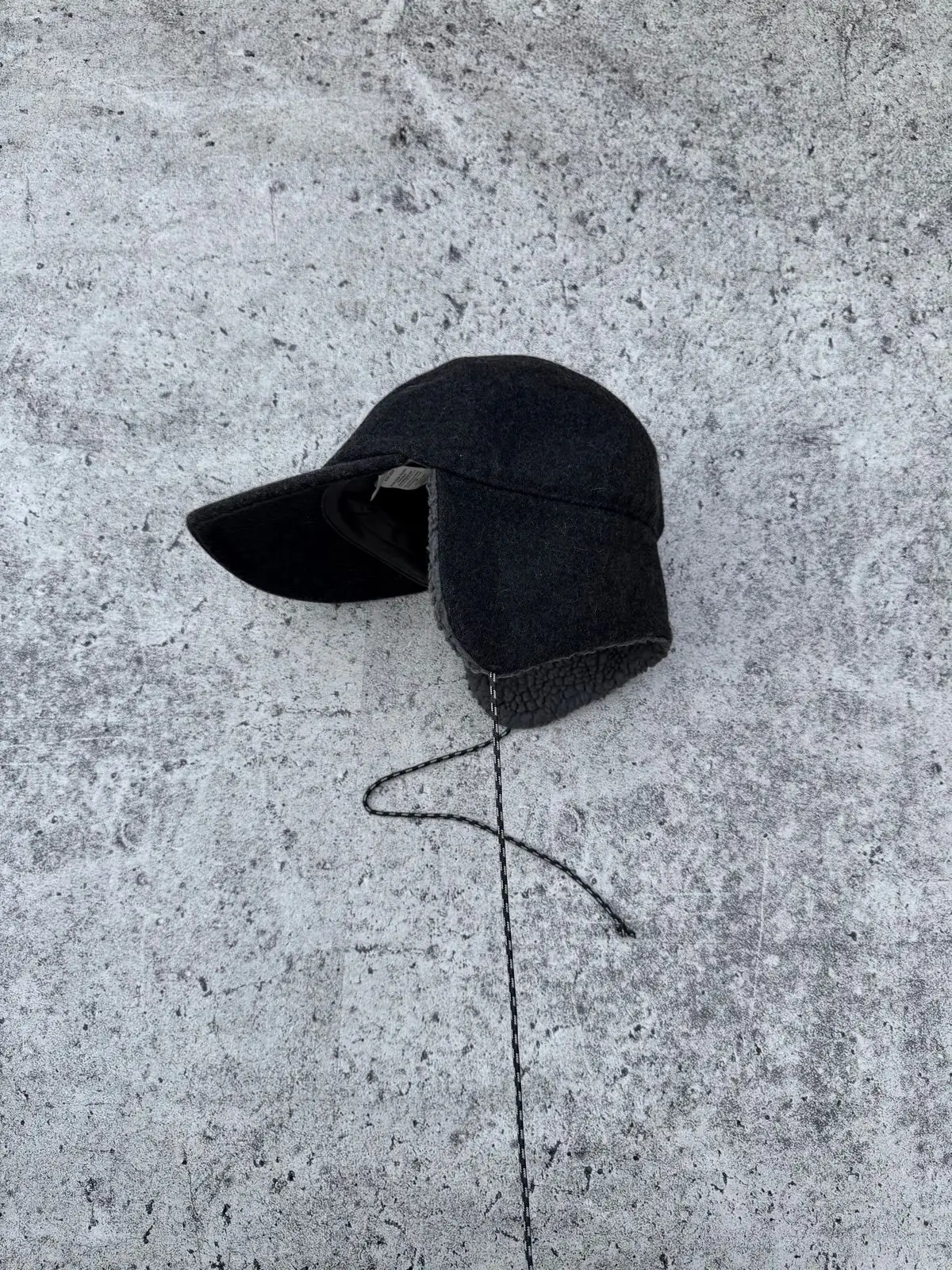 Patagonia Black Wool Earflap Cap