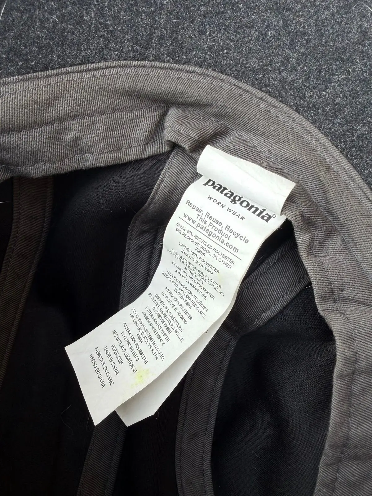 Patagonia Black Wool Earflap Cap