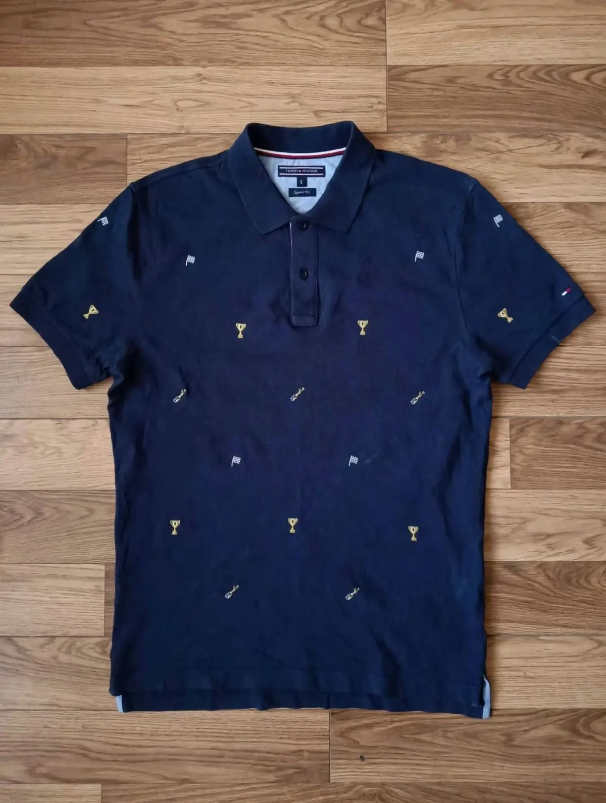 Tommy Hilfiger Navy Polo Shirt with Trophy Motifs