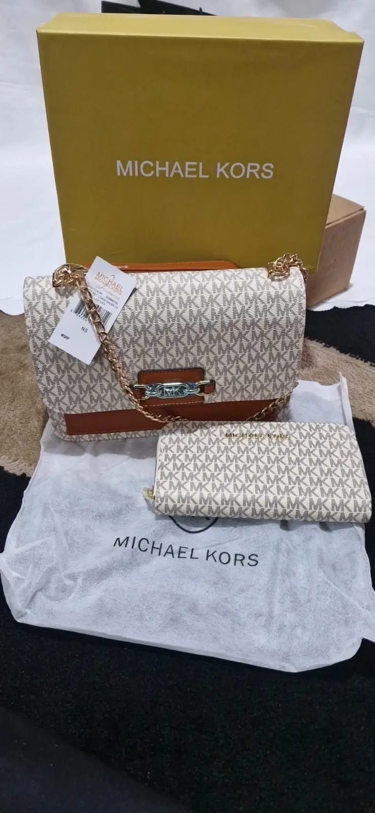 Michael Kors Monogram Shoulder Bag and Wallet Set