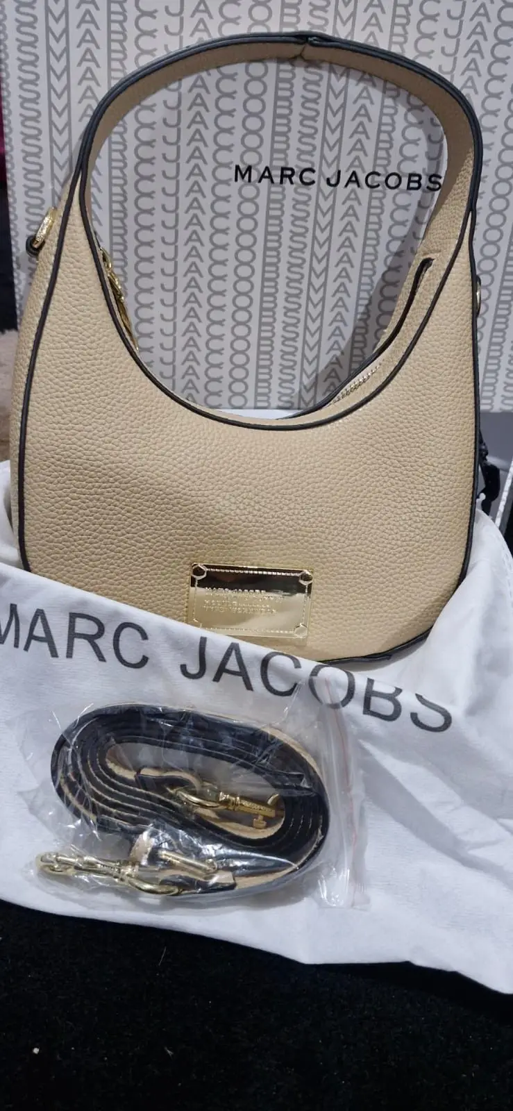 Marc Jacobs Beige Shoulder Bag with Gold Hardware