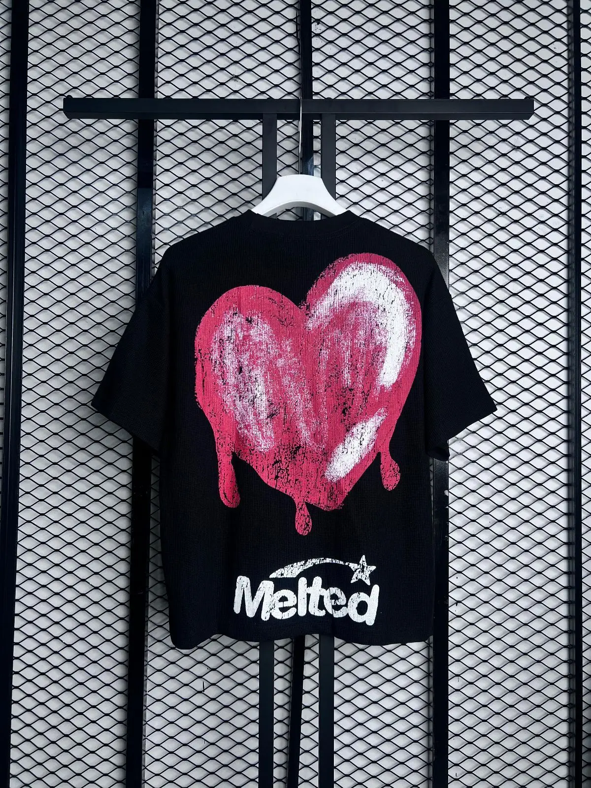 Melted Graphic Black Short-Sleeve Top