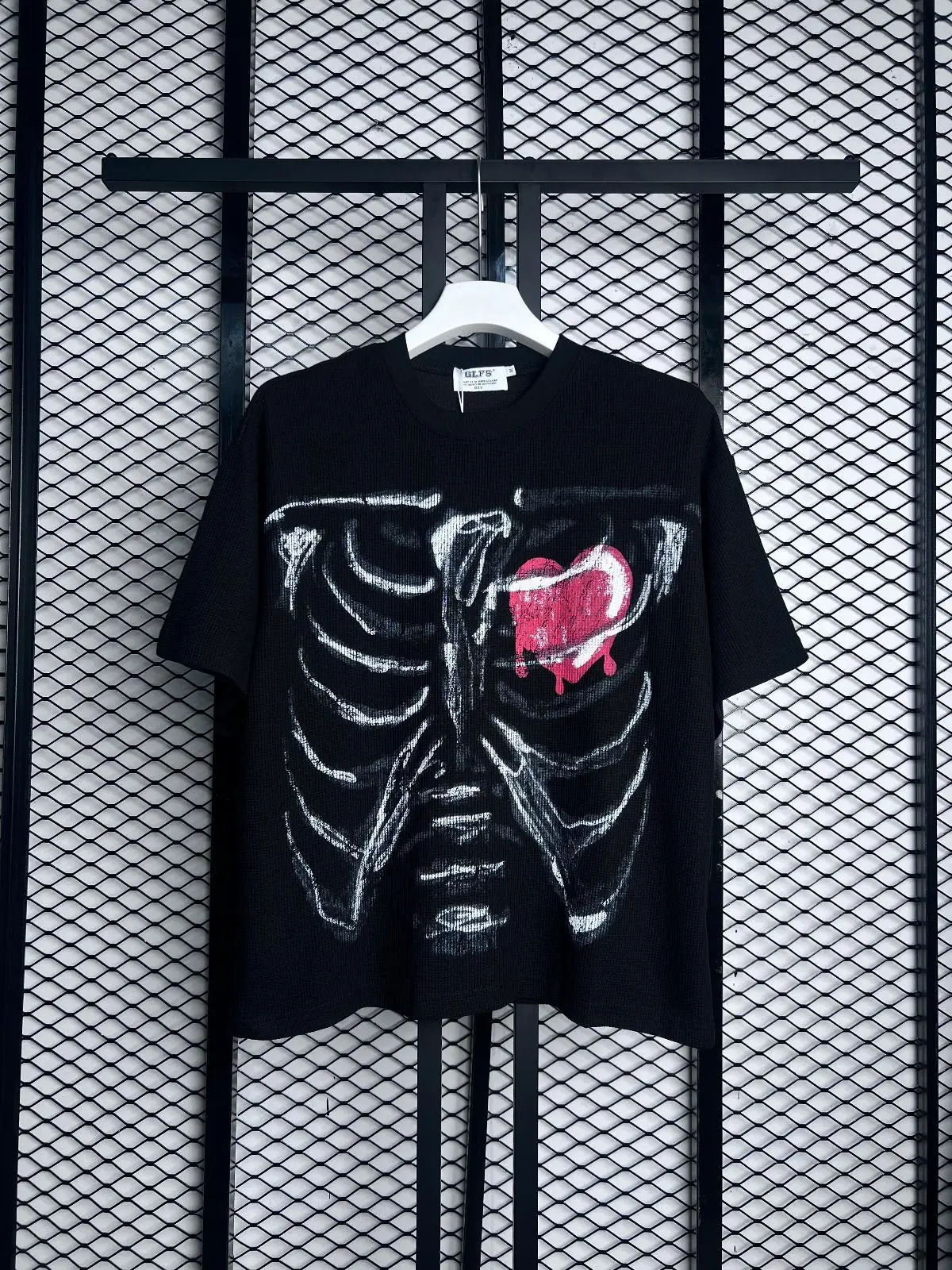 Melted Graphic Black Short-Sleeve Top