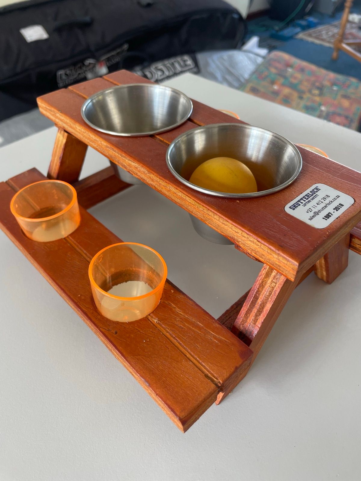 Wooden Miniature Picnic Table Drinking Game Set