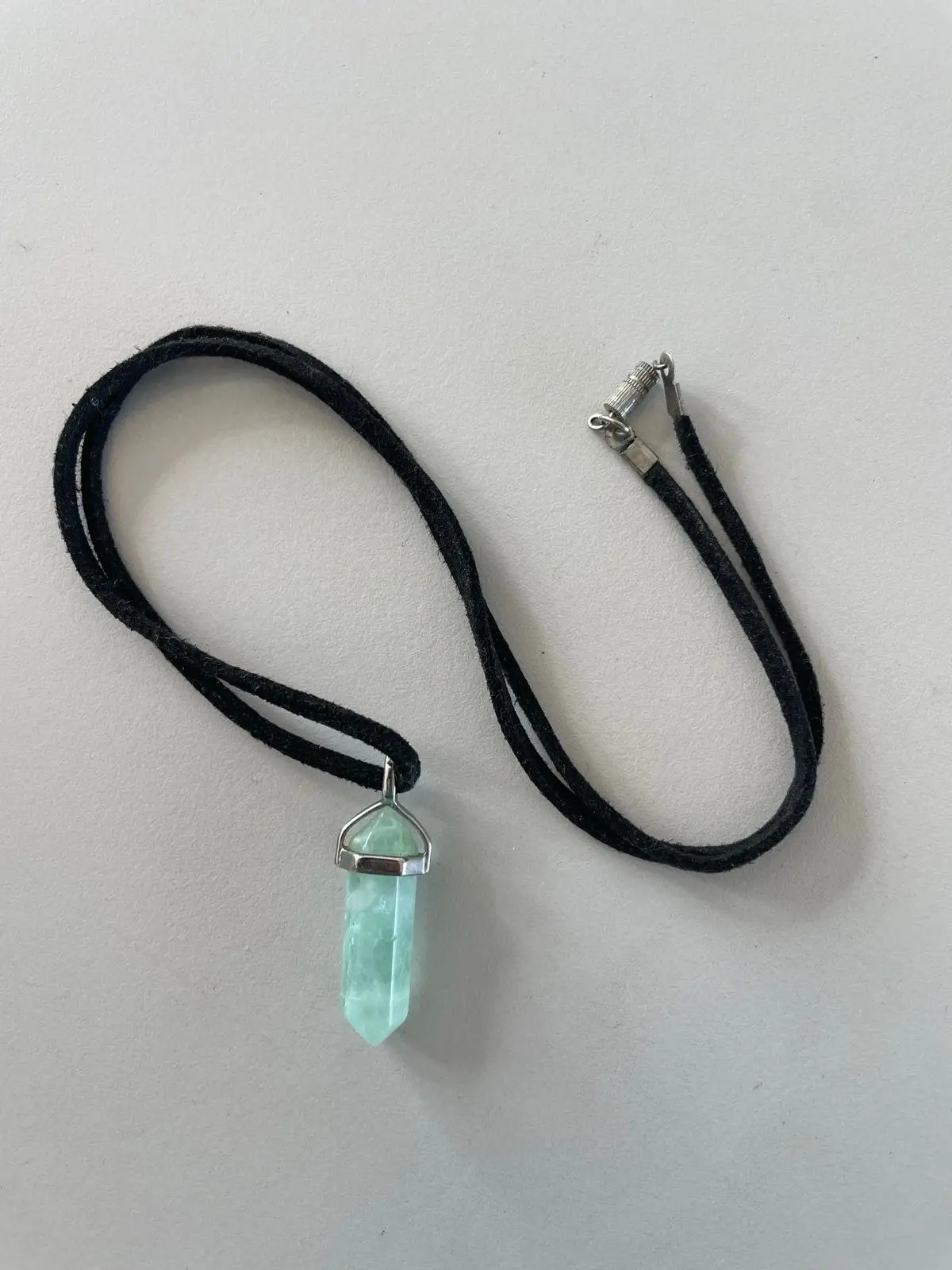 Green Crystal Point Pendant Necklace