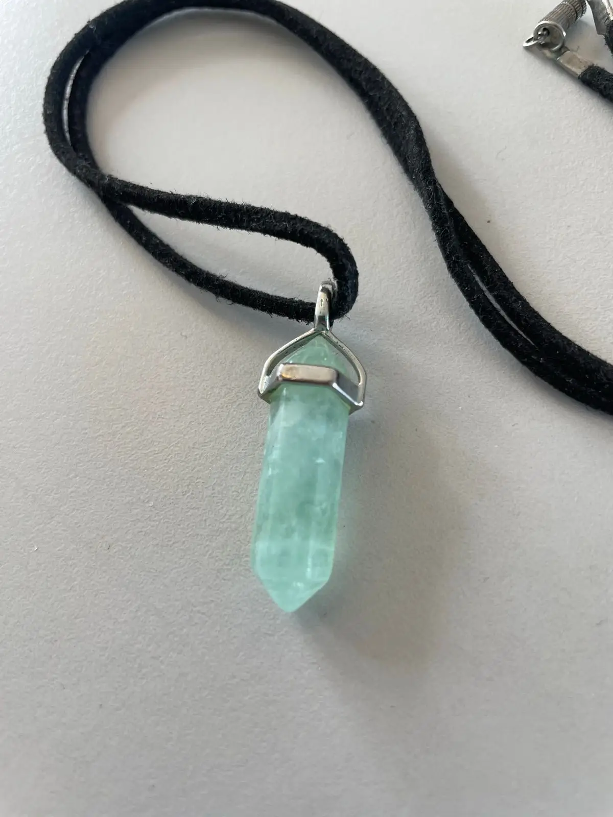 Green Crystal Point Pendant Necklace