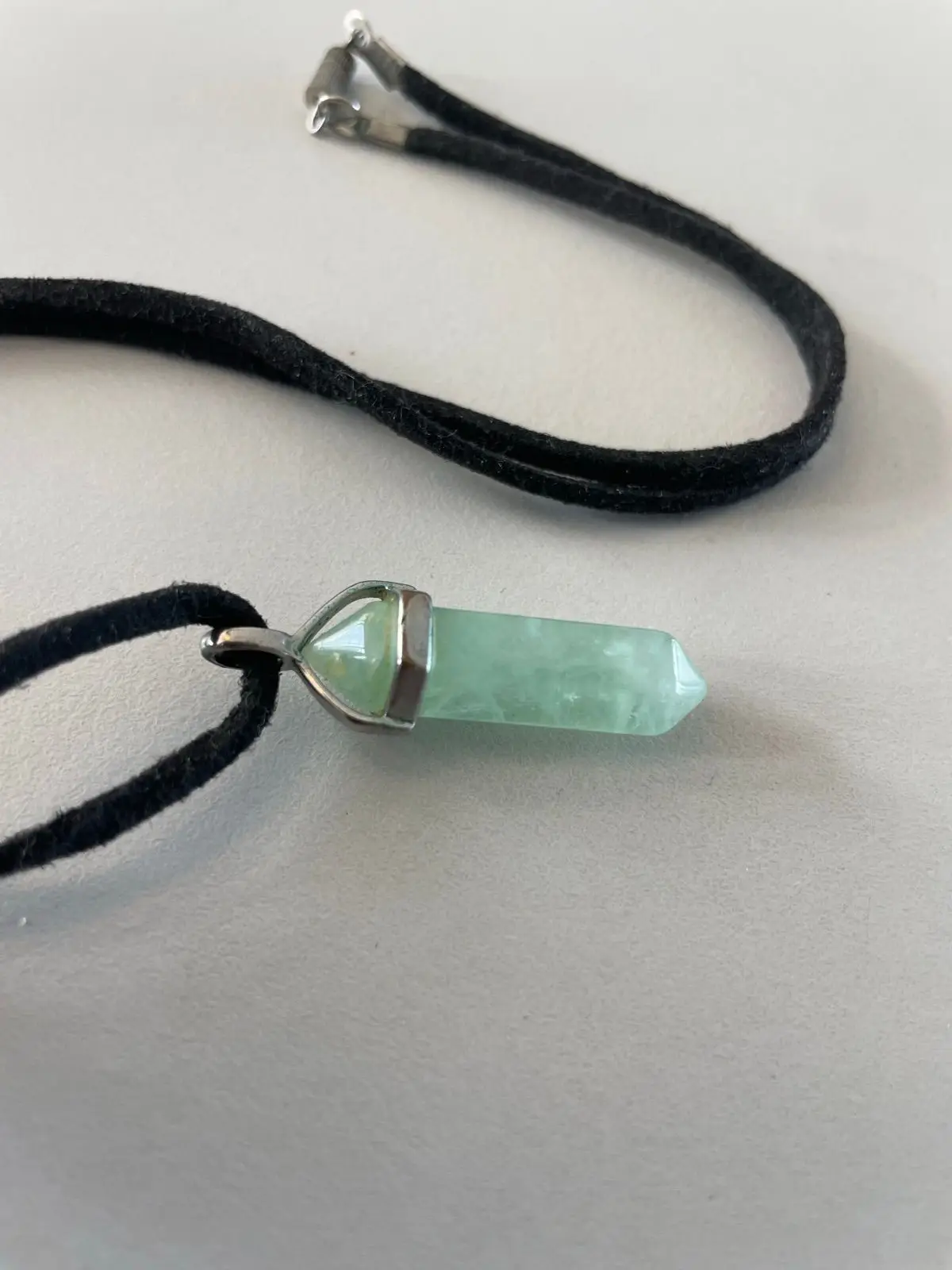 Green Crystal Point Pendant Necklace