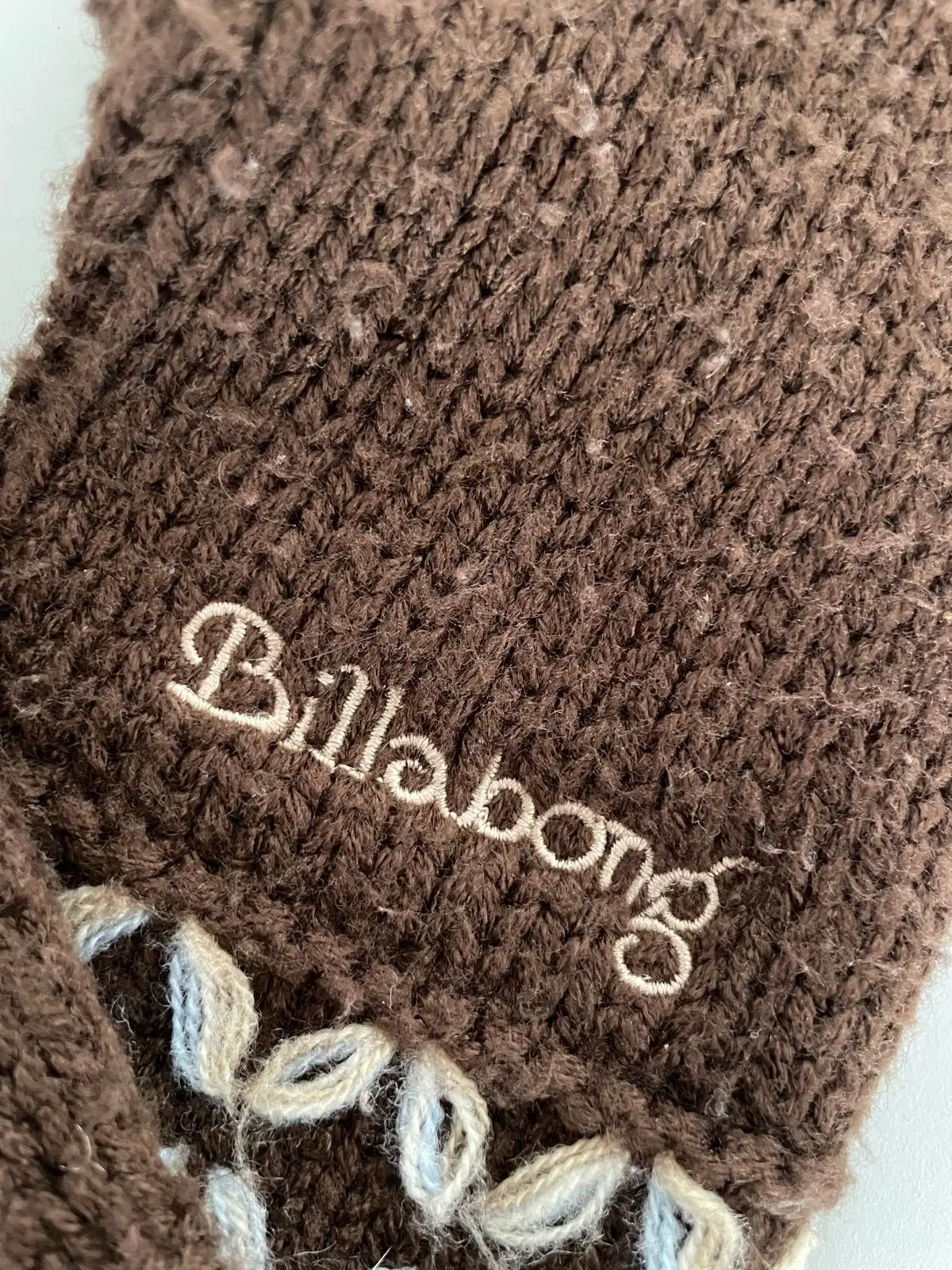 Billabong Brown Knit Gloves with Tassels