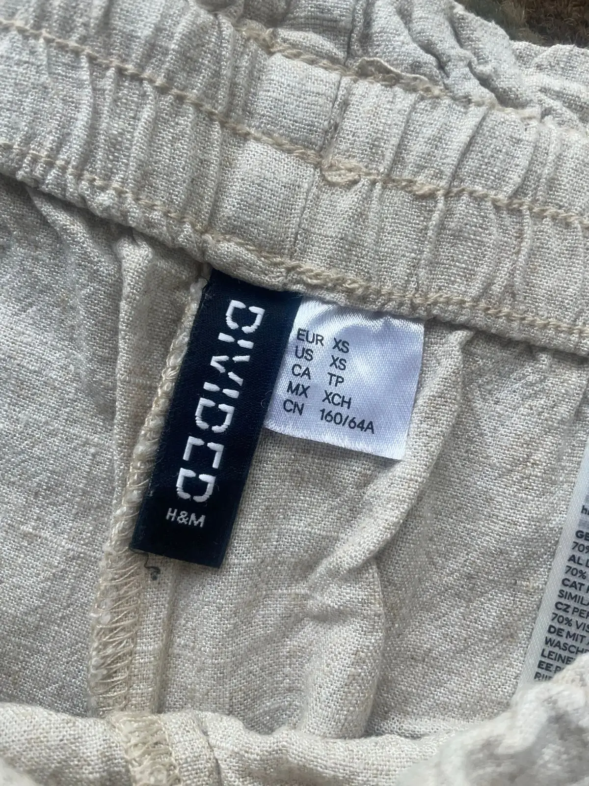 H&M Beige Linen Blend Wide Leg Pants