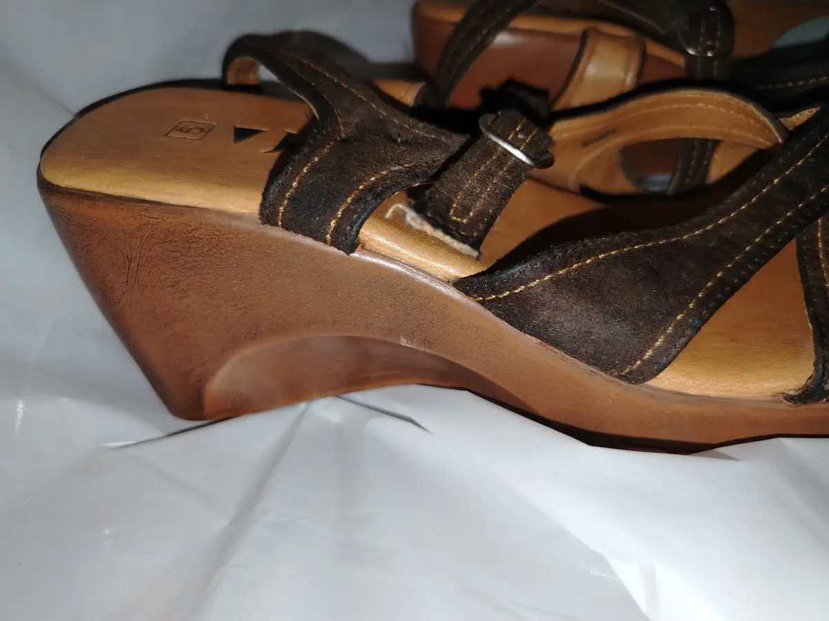 Brown Wedge Heel Sandals Size 6