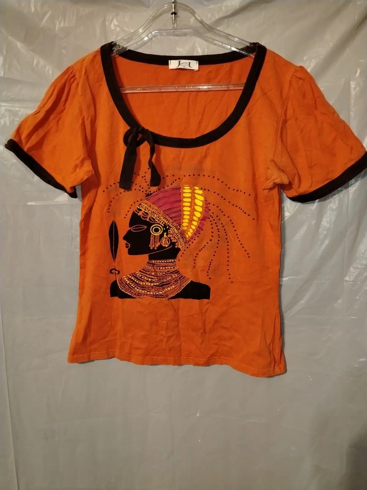 Jet Orange Graphic Short-Sleeve Top Size 14