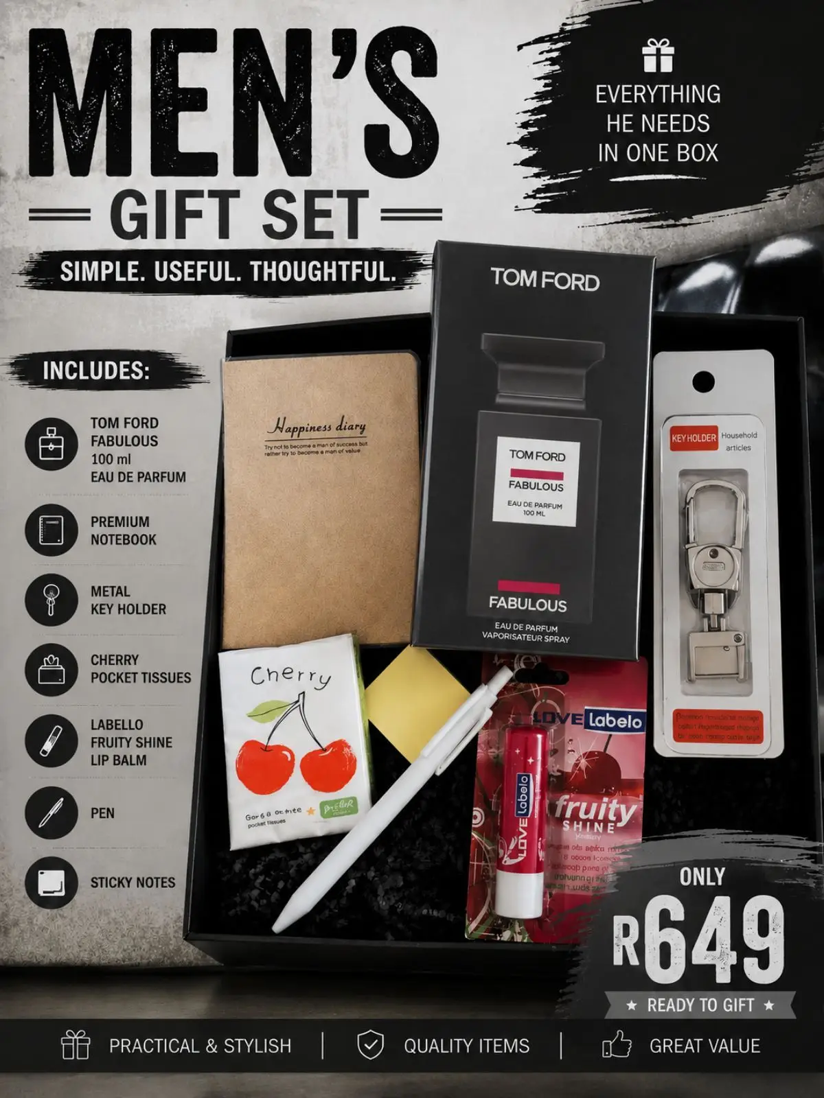 Tom Ford Mens Gift Set with Tom Ford Fragrance and Accessories