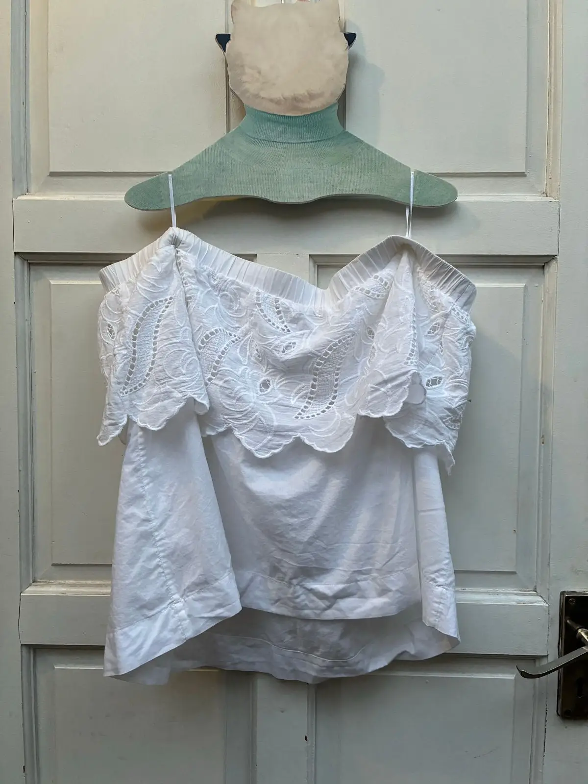 Witchery White Lace Trim Off-Shoulder Top