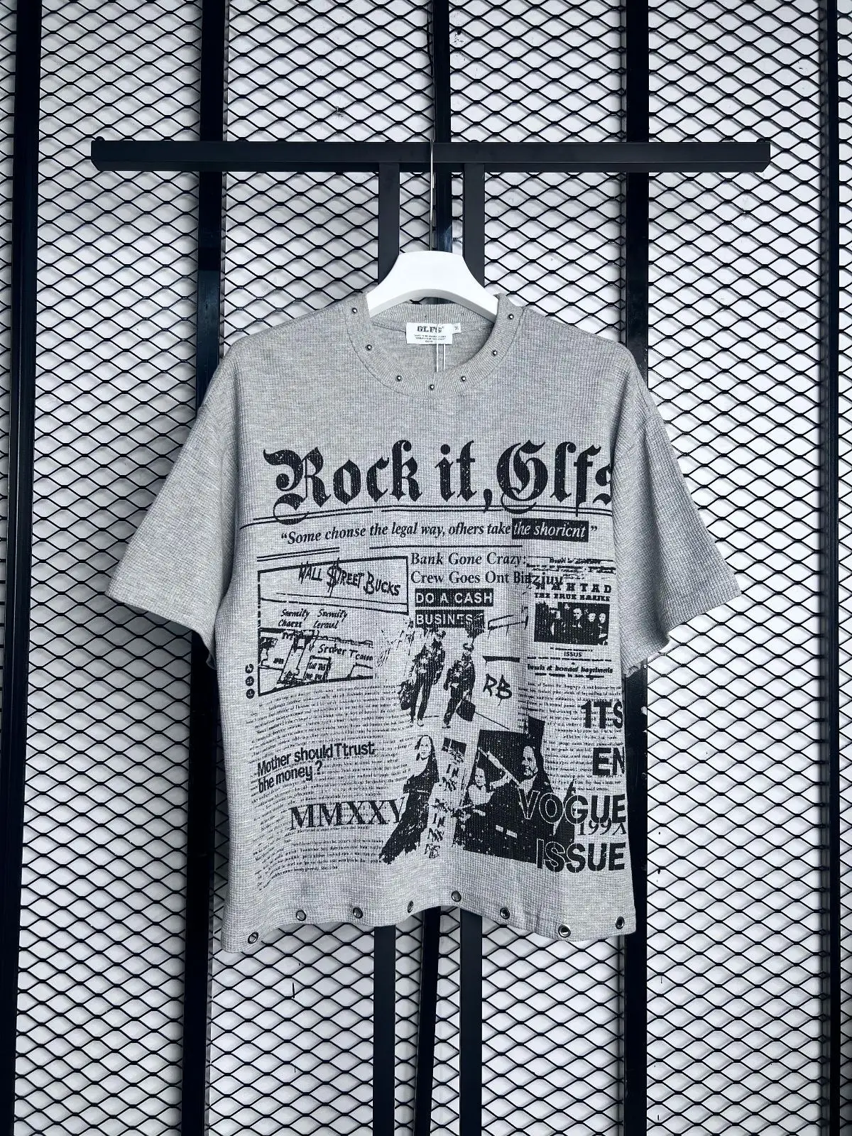 White Graphic Newspaper Print T-Shirt