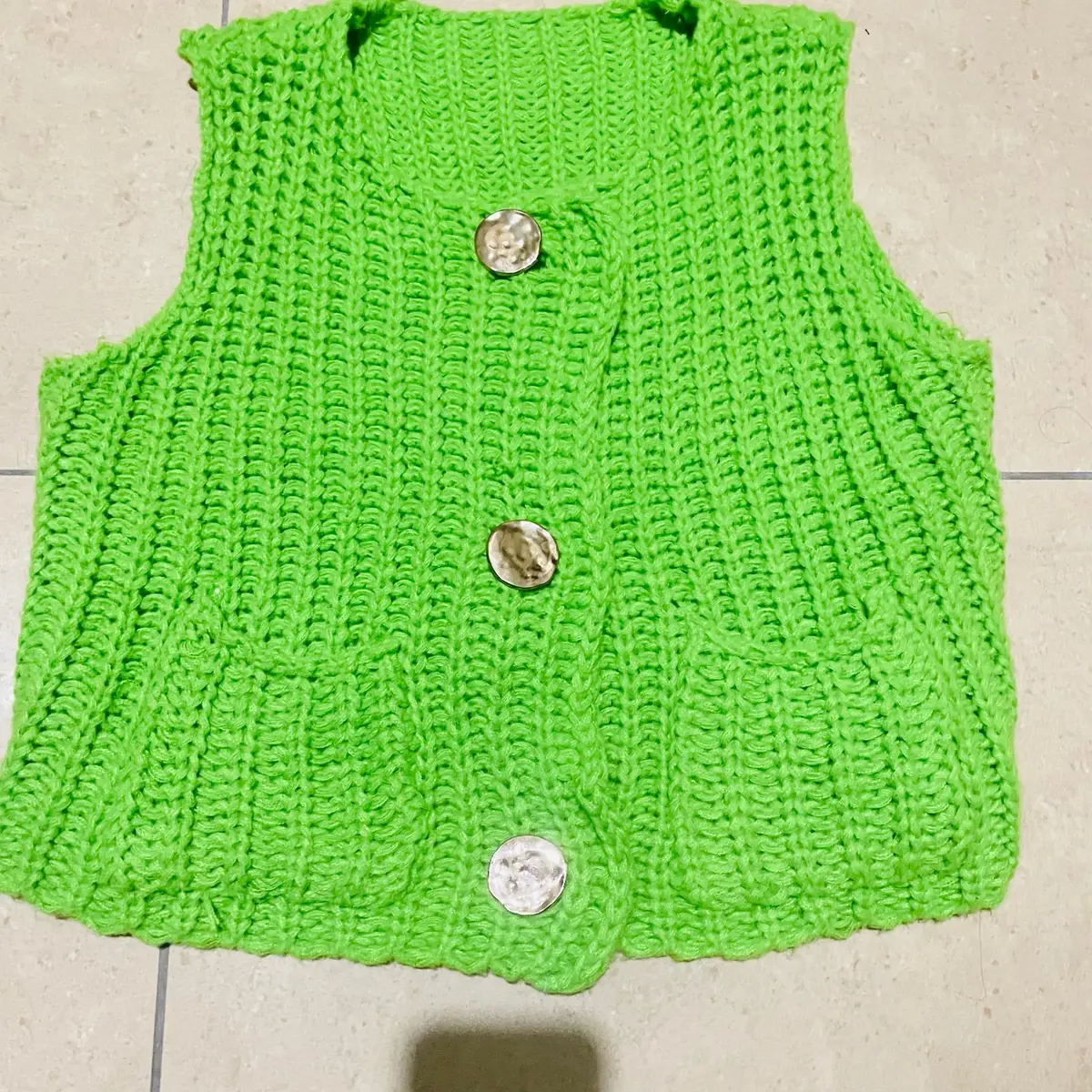 Local design Green Knitted Button-Up Vest