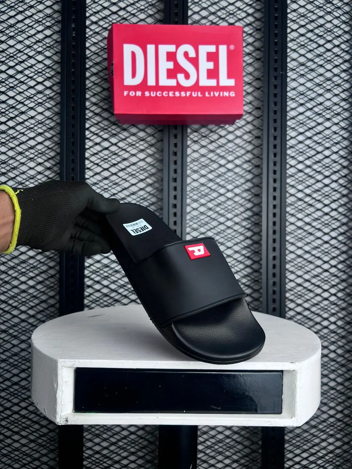 Diesel Slides Black and Pink Camo