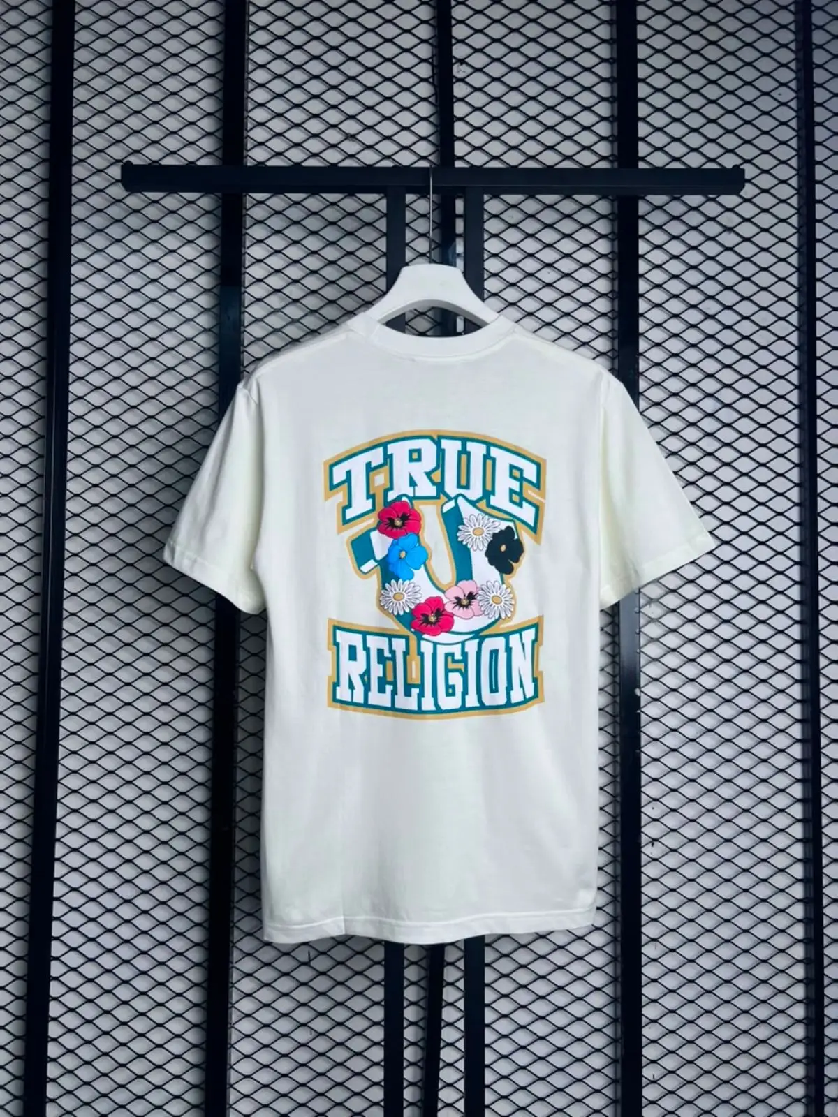 True Religion White Floral Horseshoe Logo T-Shirt