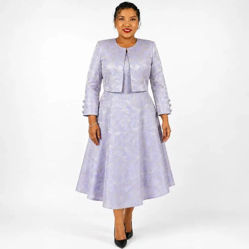 Lilac two piece dress and cropped jacket