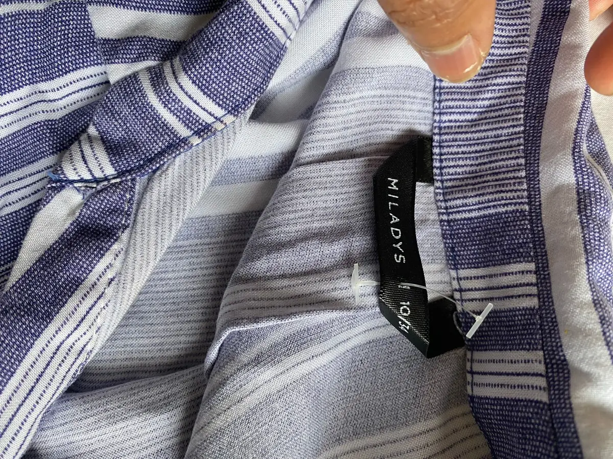 Miladys Blue and White Striped Button-Up Shirt