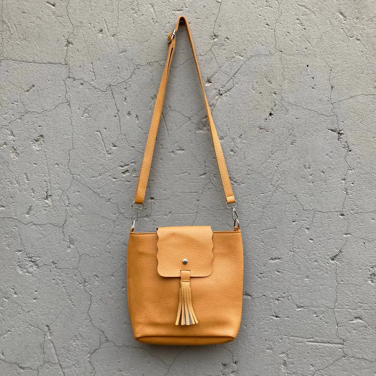 Yellow Crossbody Bag with Tassel