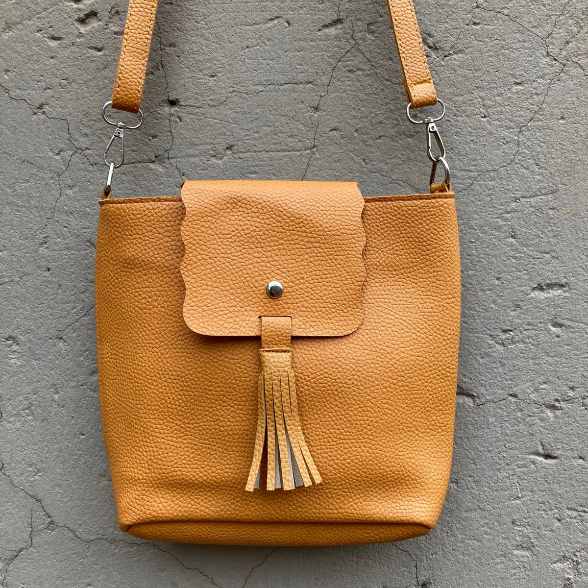 Yellow Crossbody Bag with Tassel