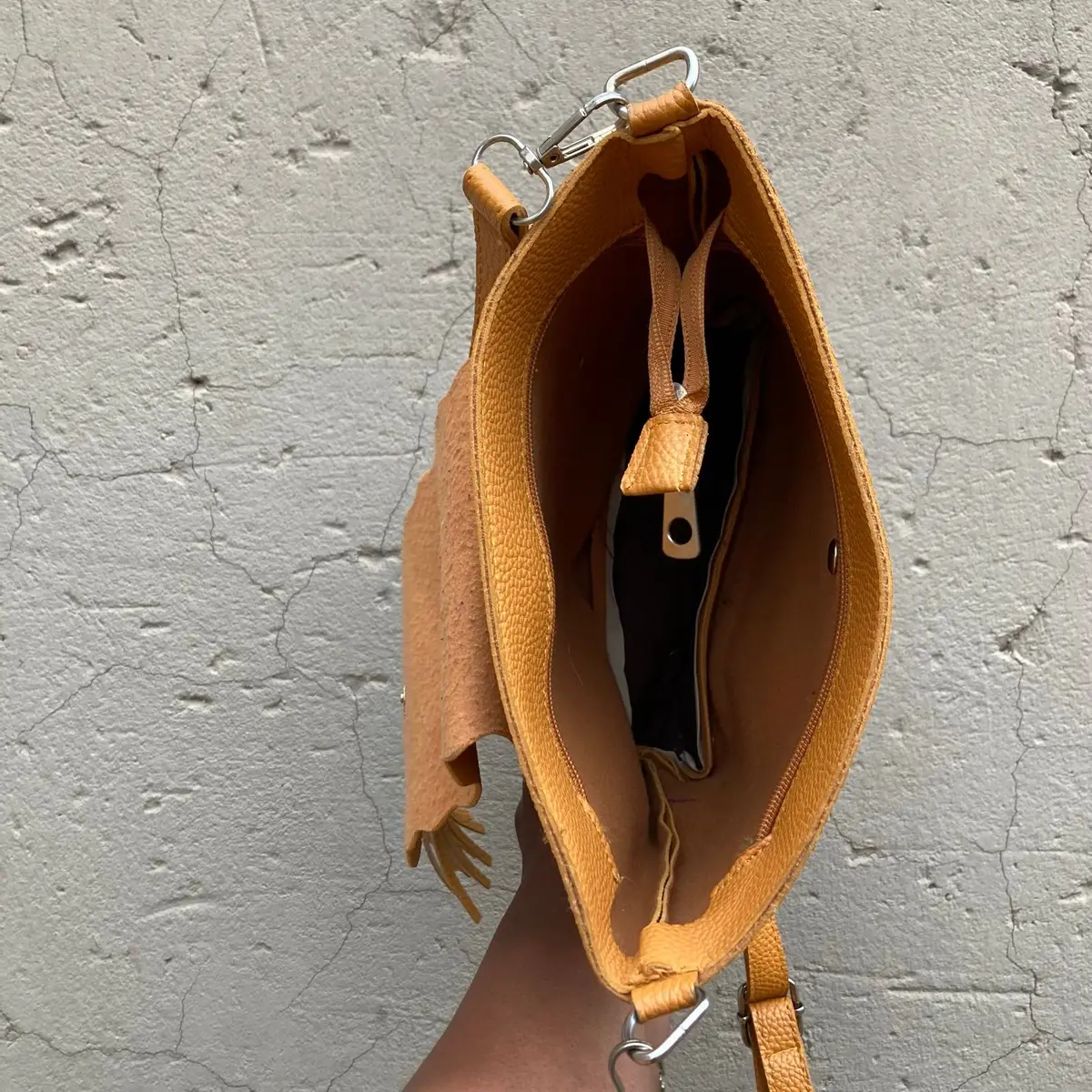 Yellow Crossbody Bag with Tassel
