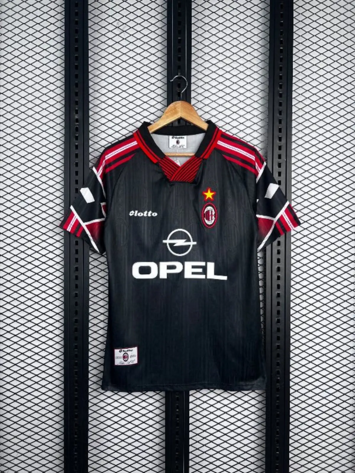 Lotto AC Milan Vintage 1990s Lotto Opel Football Jersey