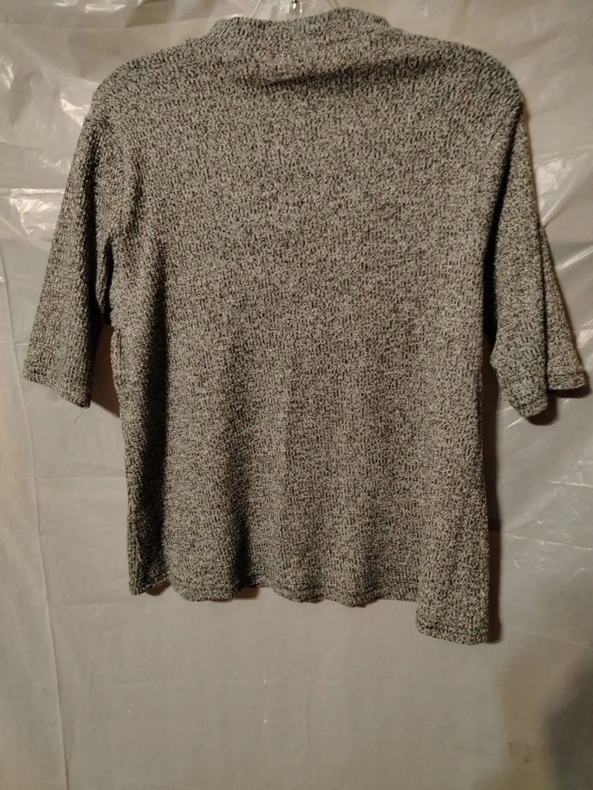 Miladys Grey Textured Mock Neck Top Size L