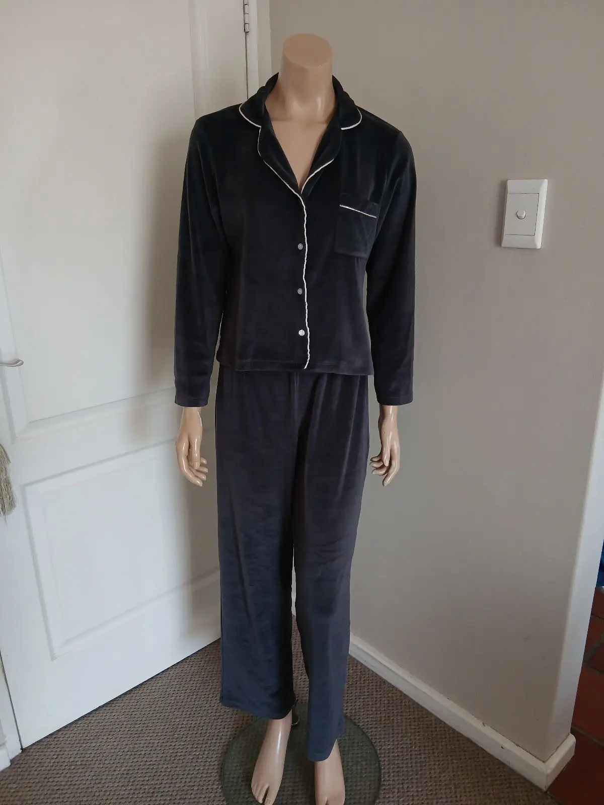 Foschini Dark Grey Velvet Pajama Set