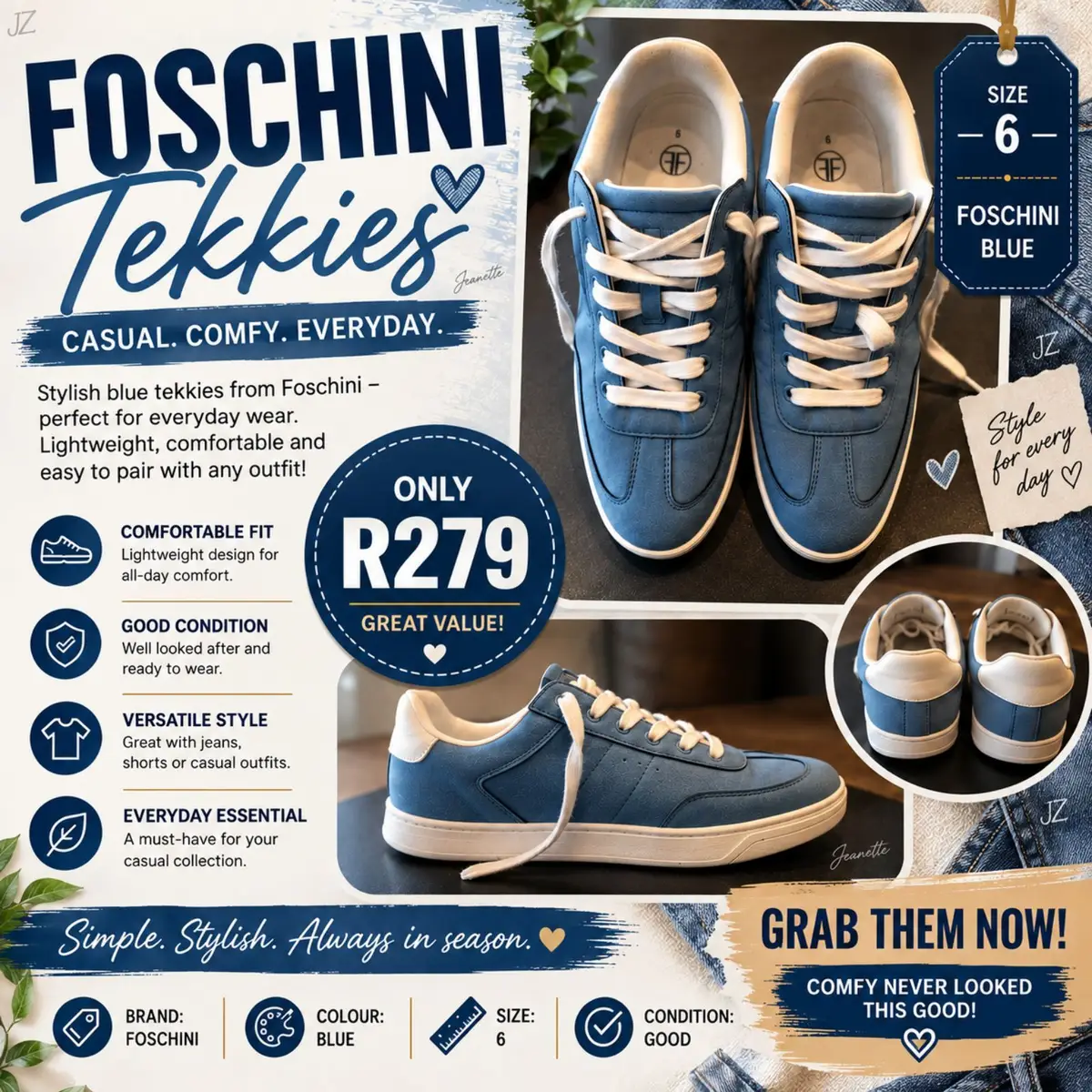Foschini Blue Casual Low-Top Sneakers