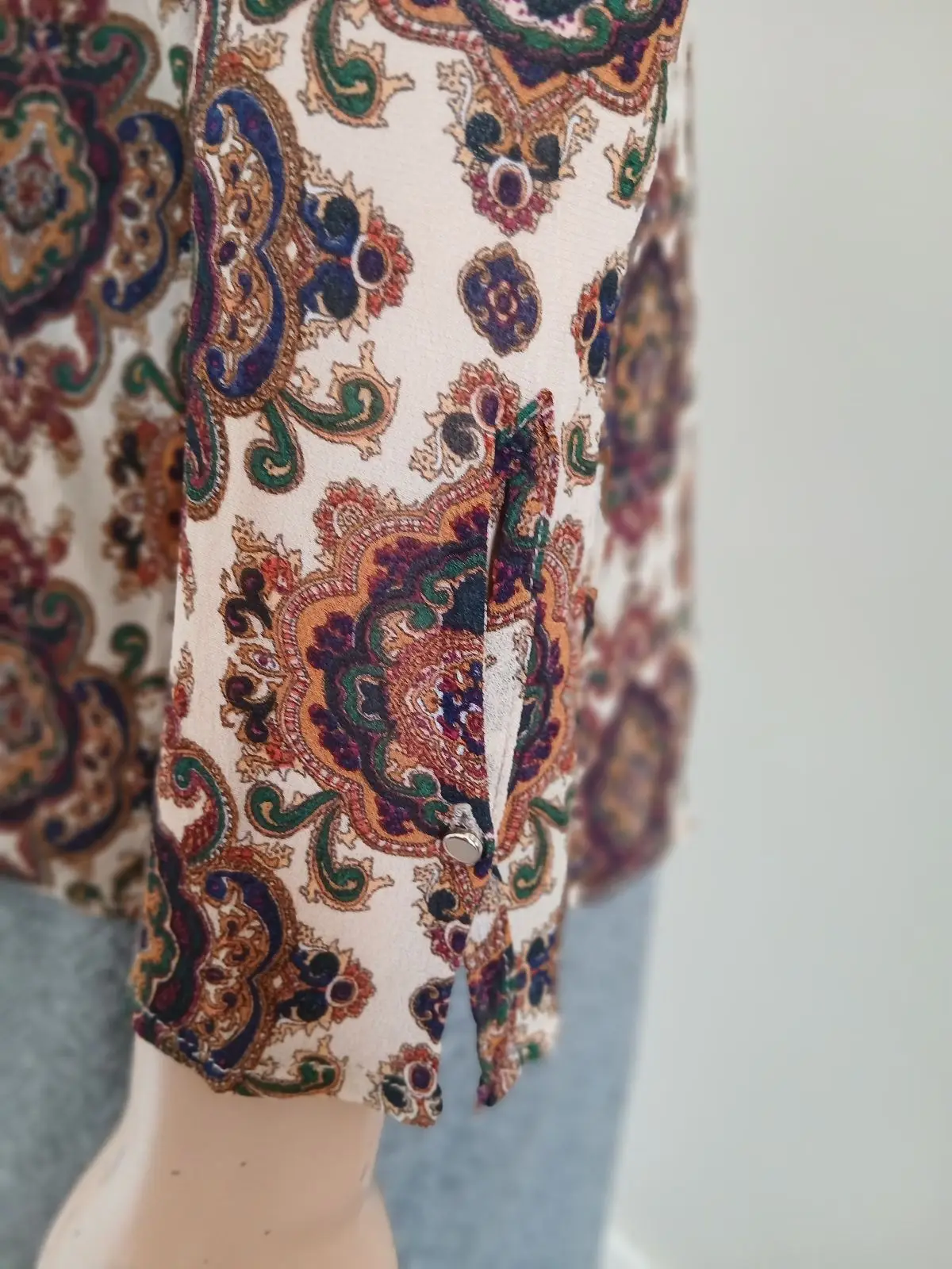 Mango Patterned Tie Neck Blouse