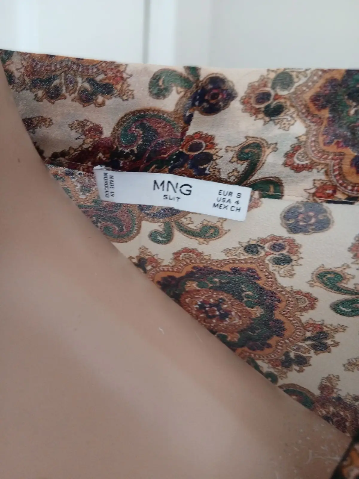 Mango Patterned Tie Neck Blouse