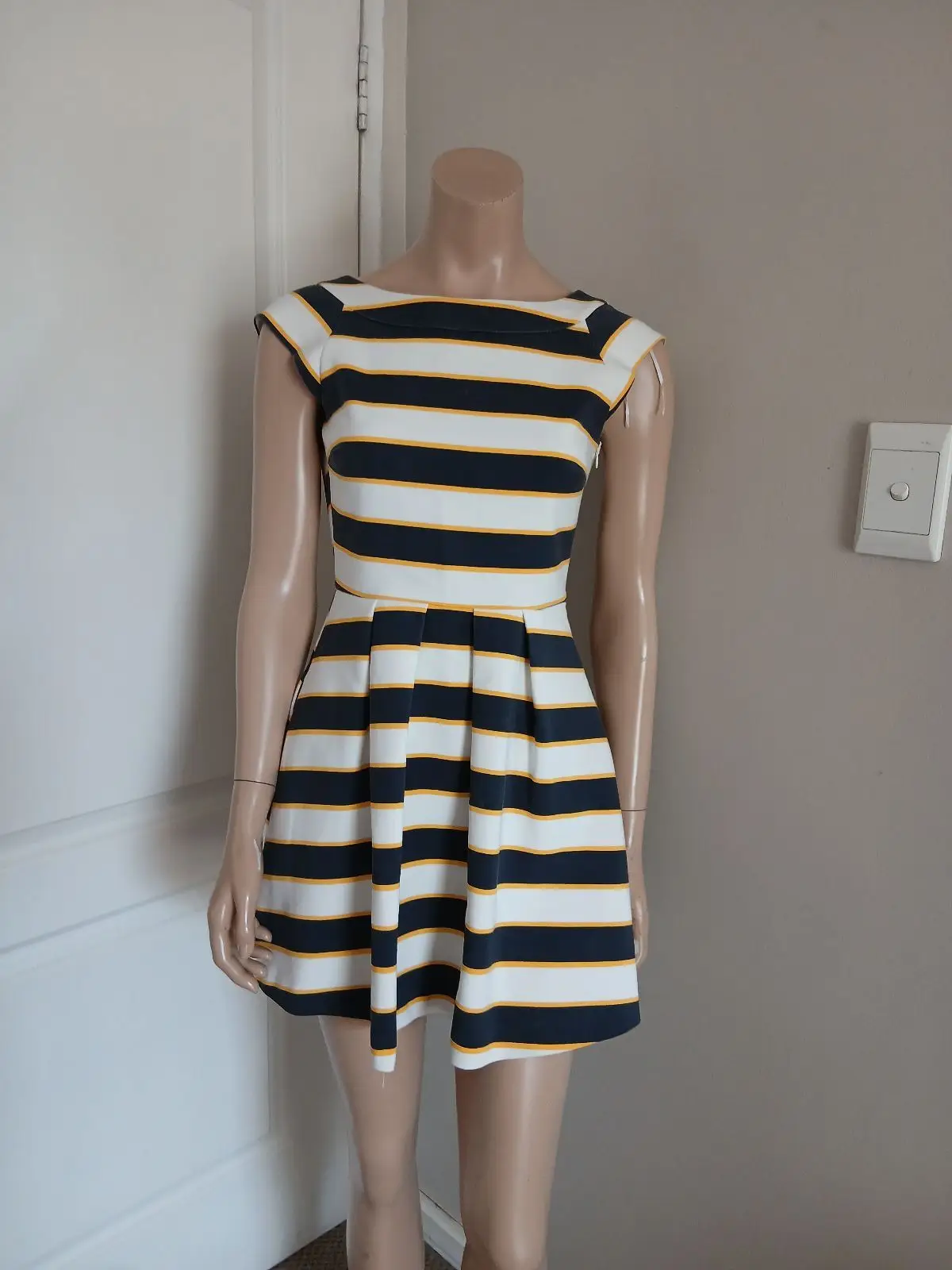 Zara Striped Boatneck Fit and Flare Dress