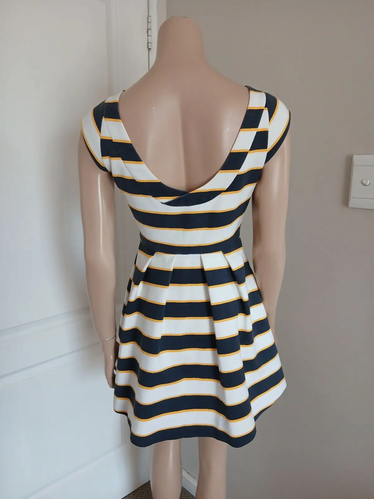 Zara Striped Boatneck Fit and Flare Dress