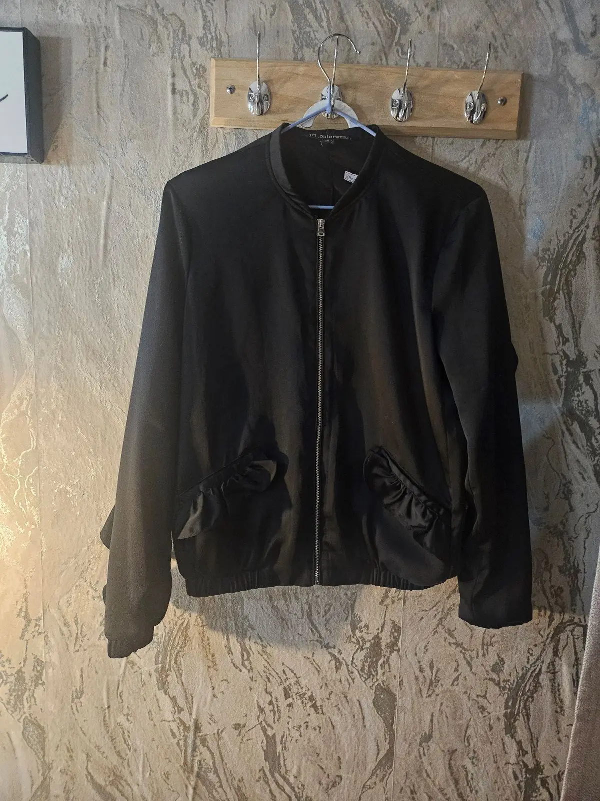 Zara Black Zip-Up Bomber Jacket