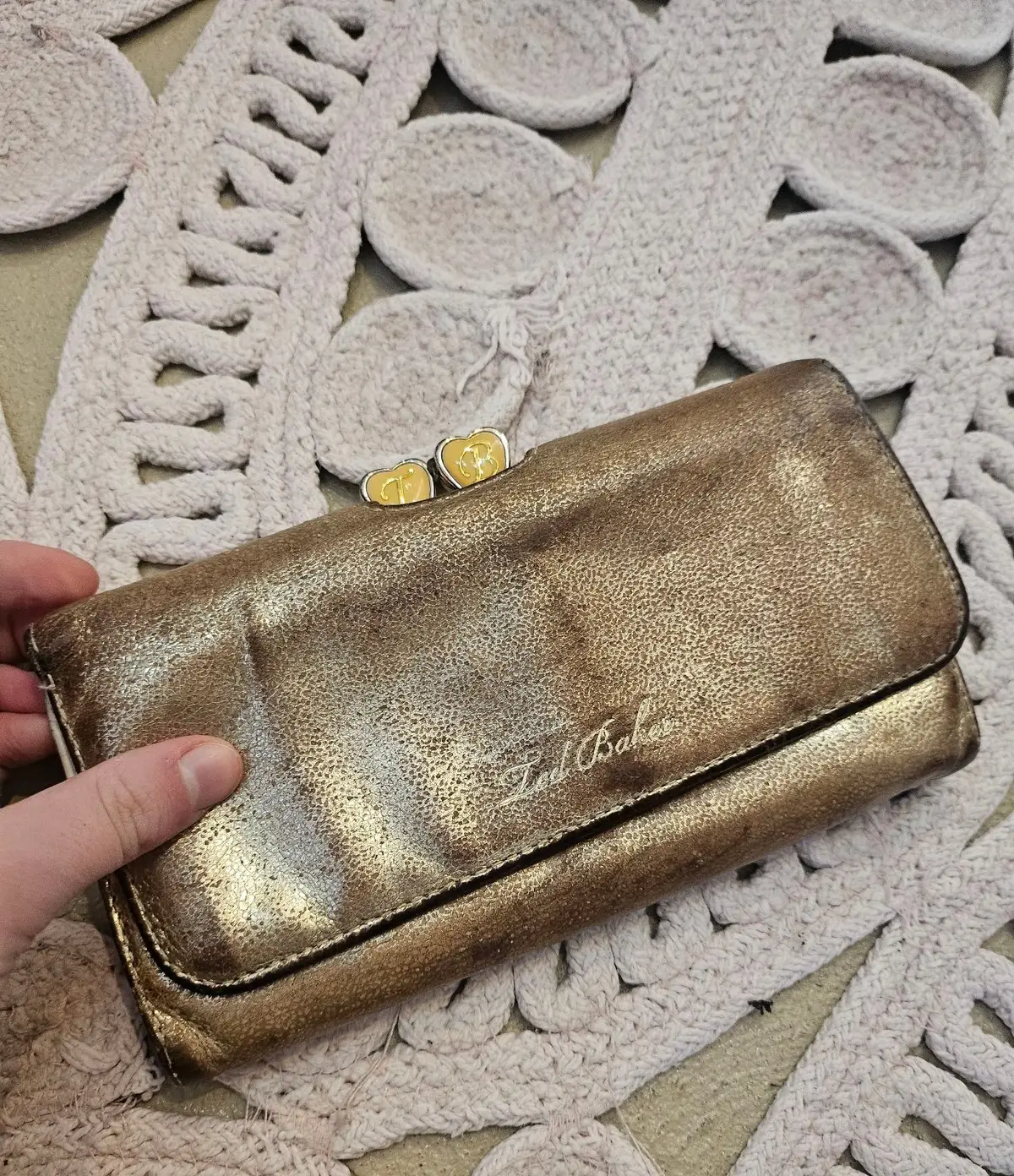 Ted Baker Metallic Gold Kiss-Lock Wallet
