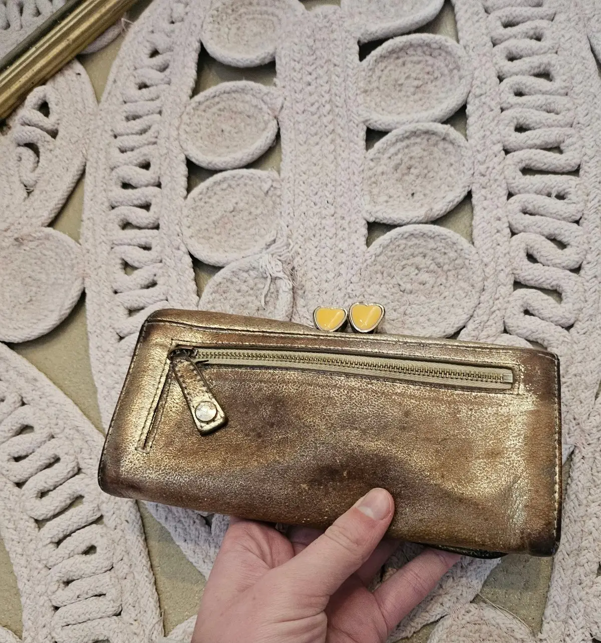 Ted Baker Metallic Gold Kiss-Lock Wallet
