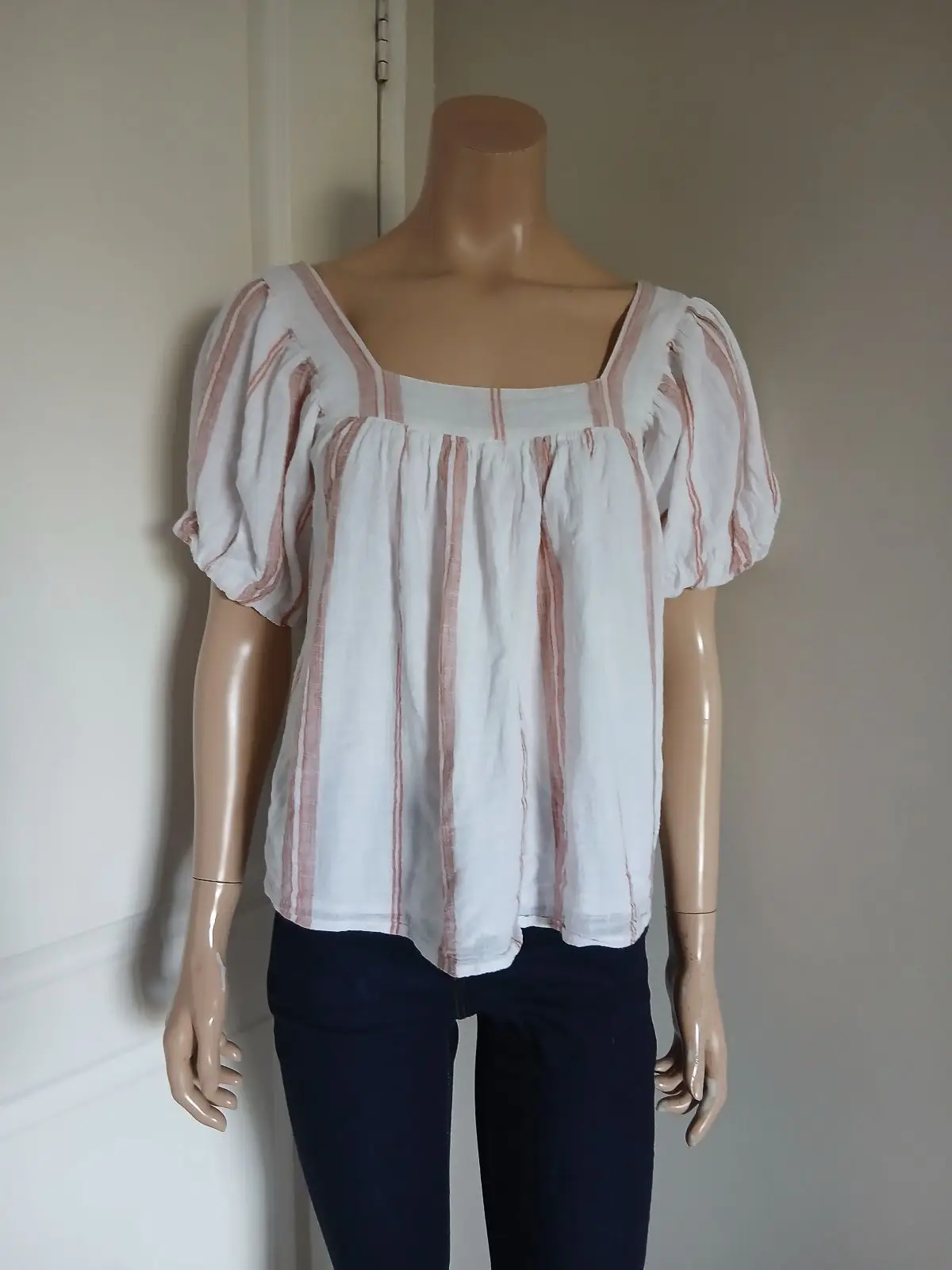 Poetry Striped Square-Neck Blouse