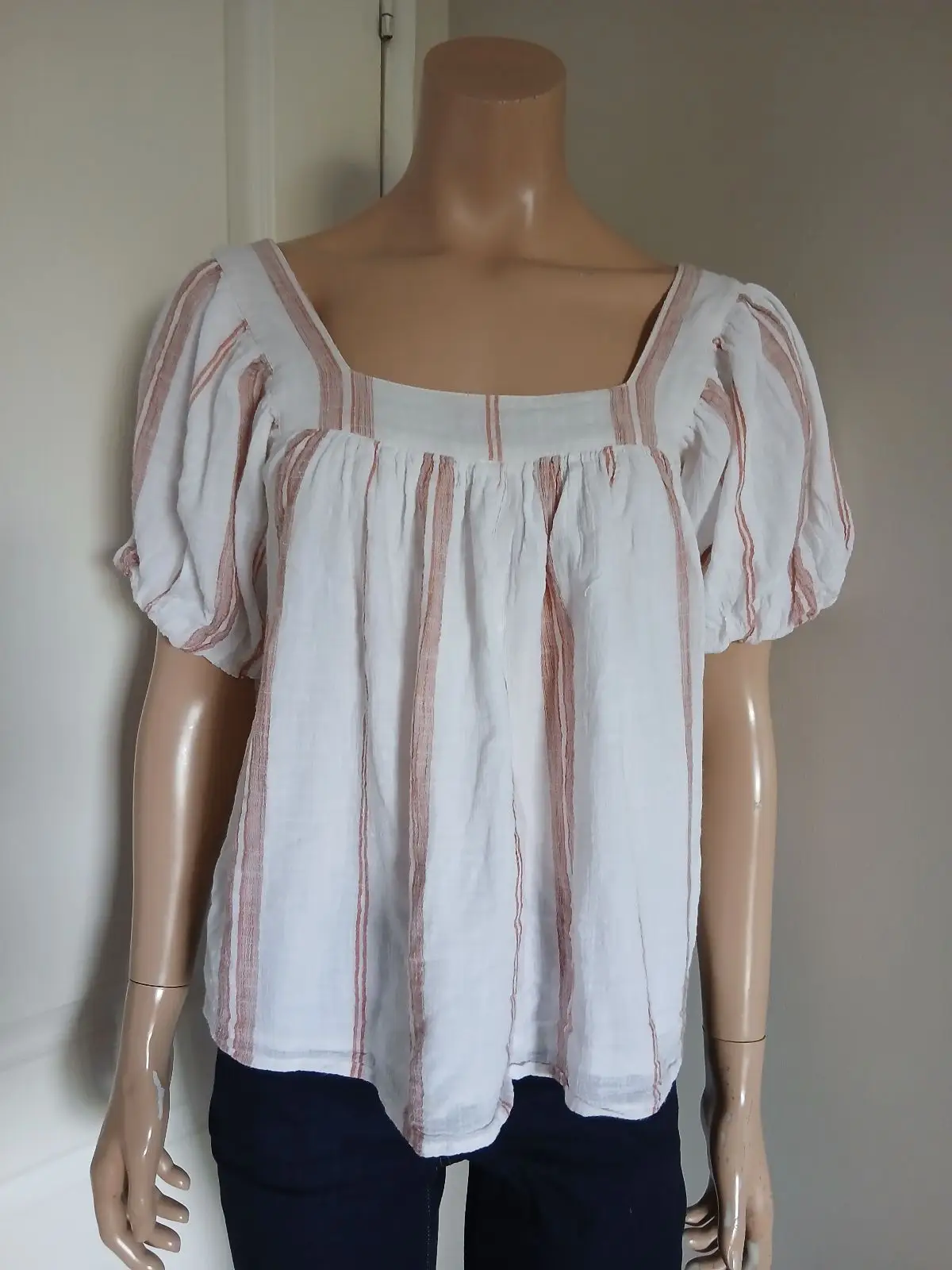 Poetry Striped Square-Neck Blouse
