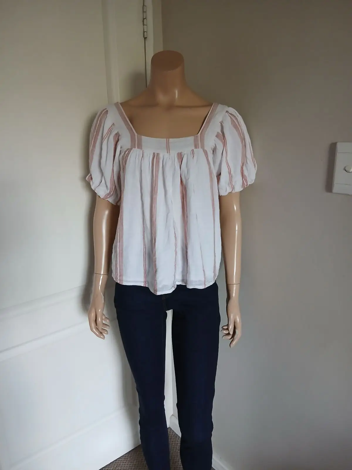 Poetry Striped Square-Neck Blouse