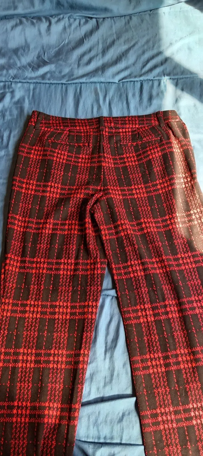 Red and Brown Plaid Trousers