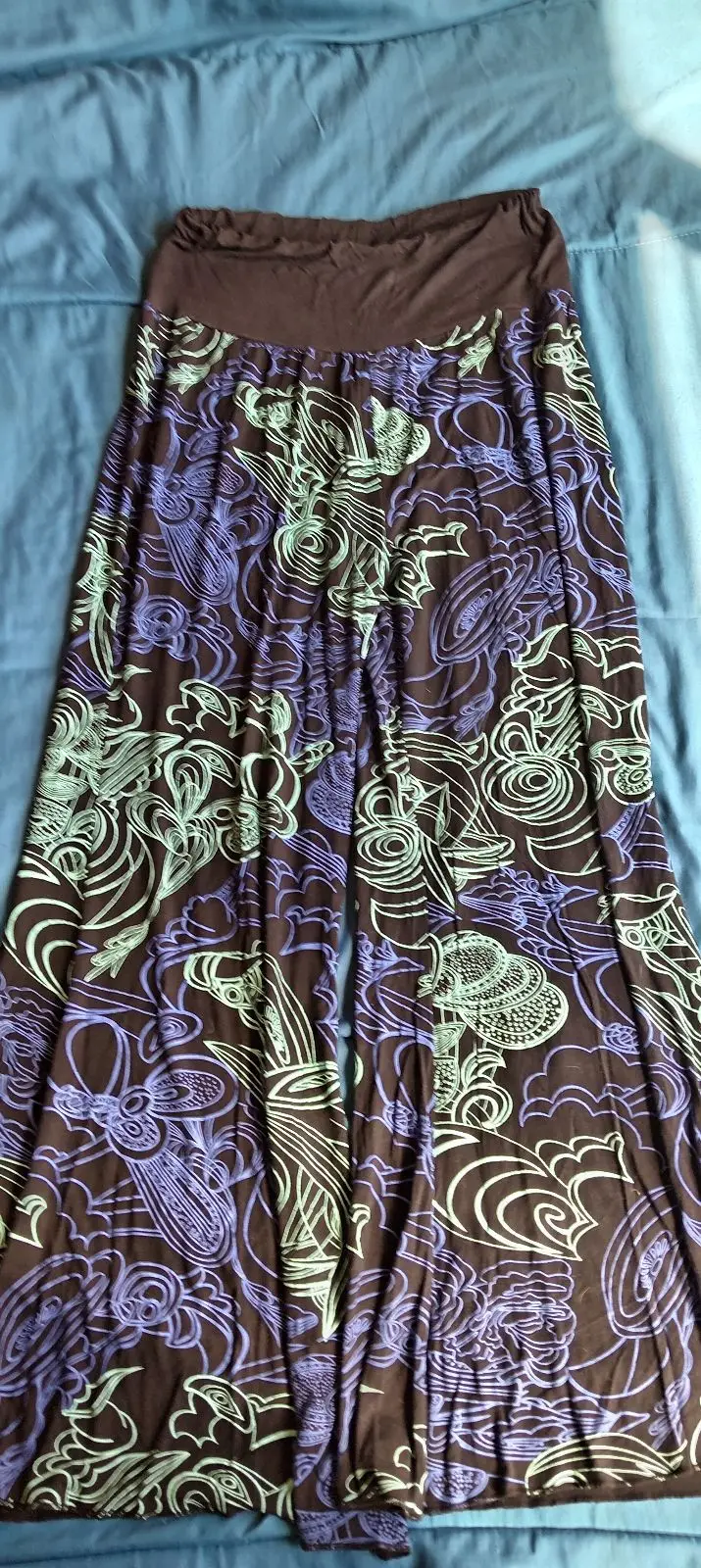 Brown Printed Wide-Leg Pants Medium