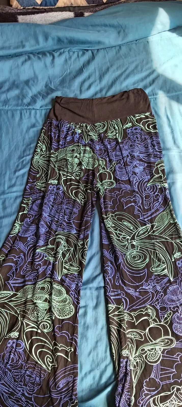Brown Printed Wide-Leg Pants Medium