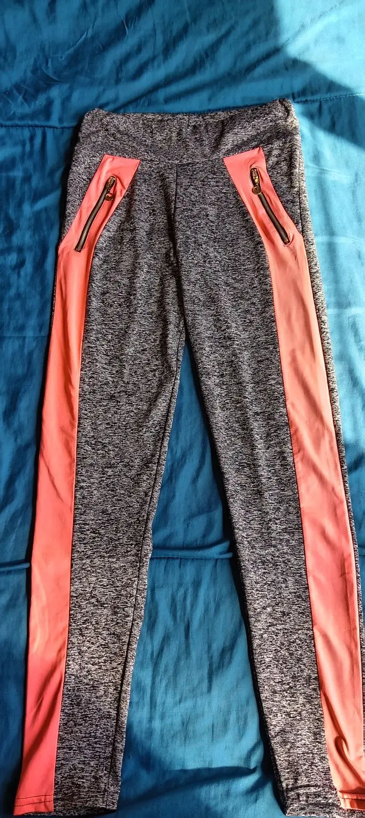Grey Heather Leggings with Pink Side Panels