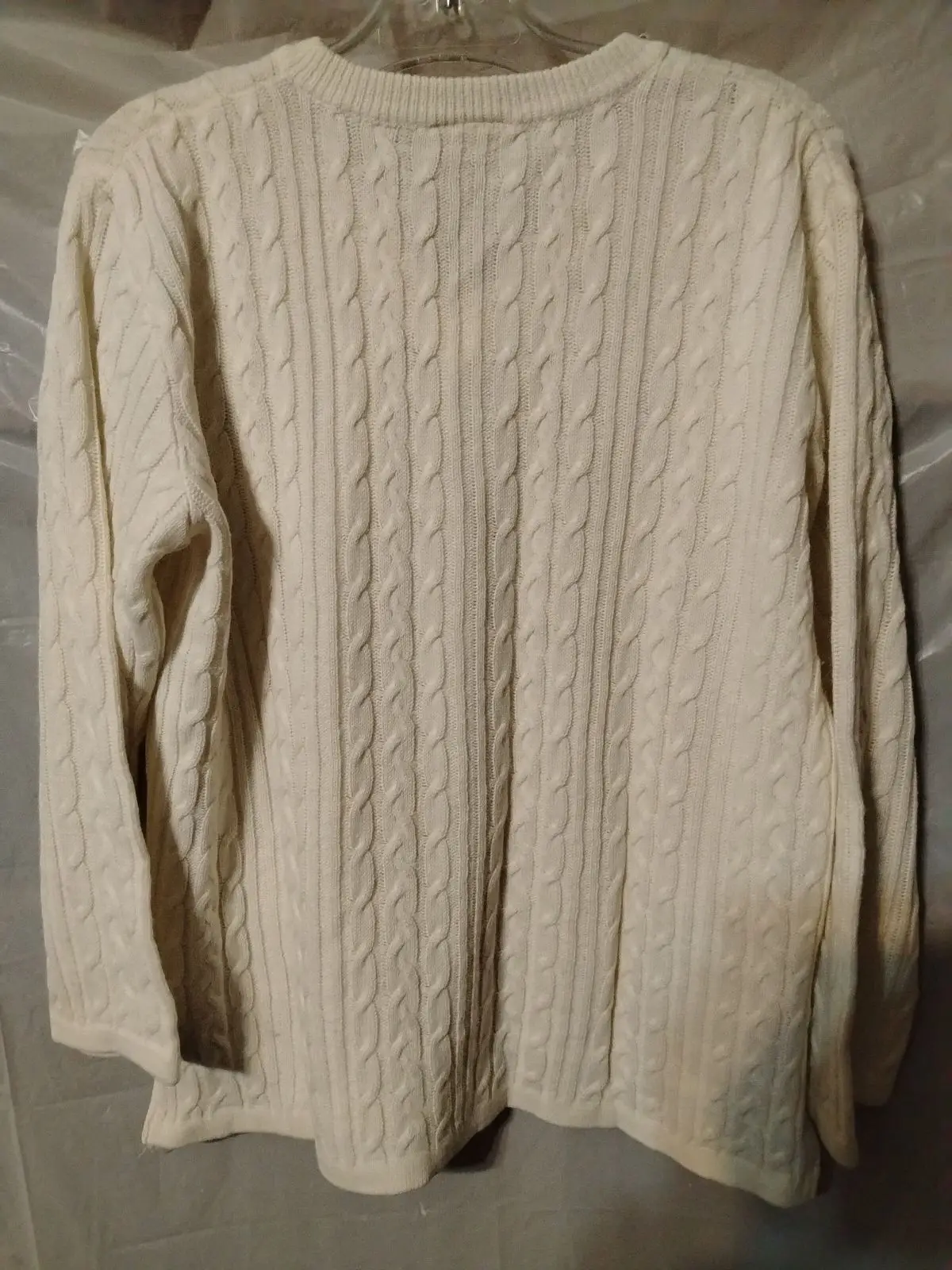 Ackermans Off-White Cable Knit V-Neck Sweater