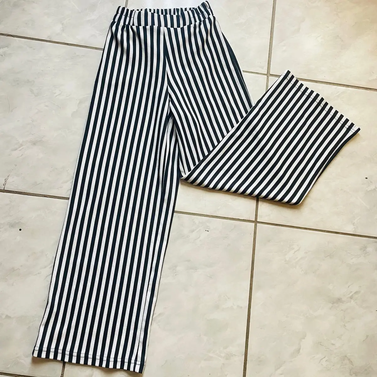 Mr Price Black and White Striped Wide-Leg Pants