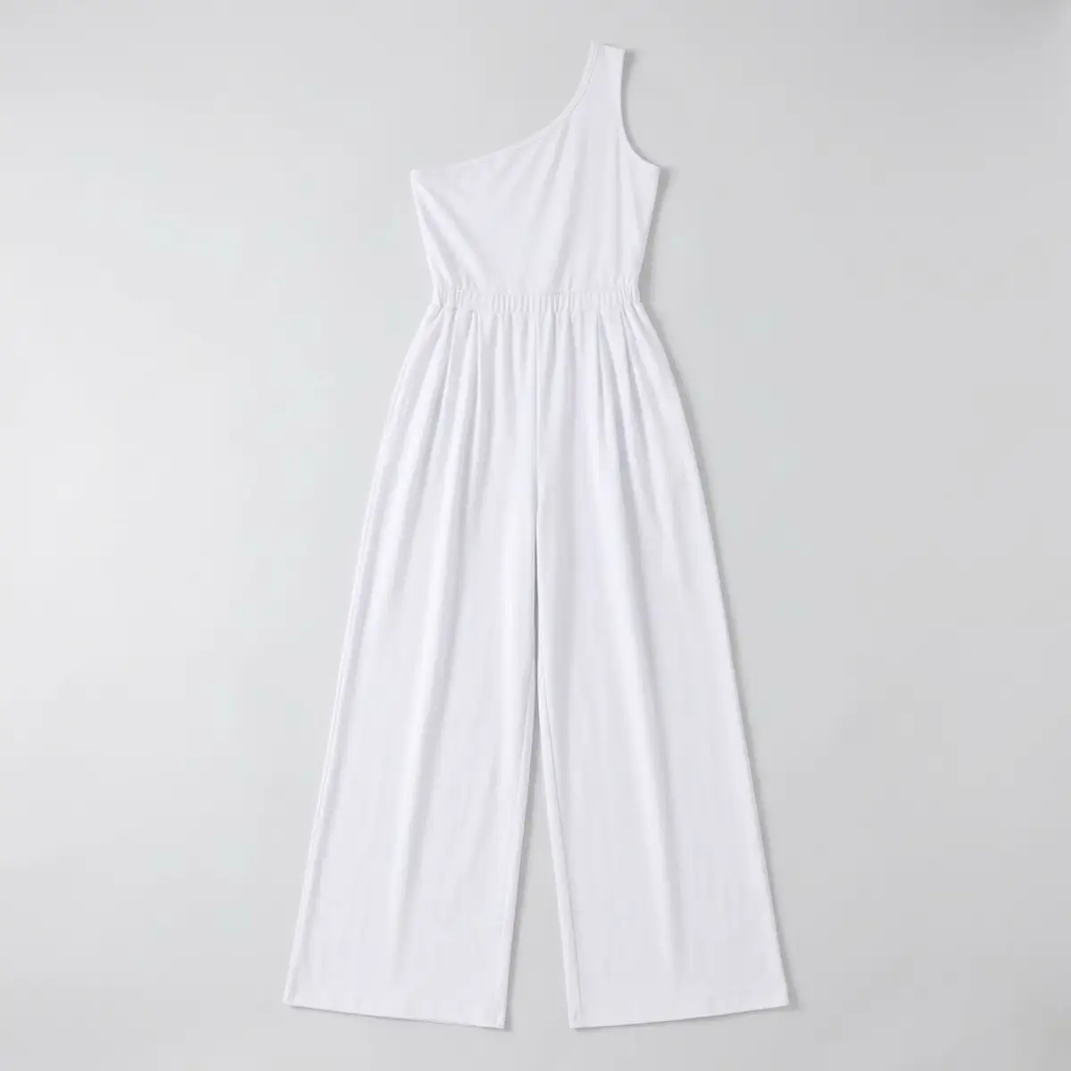 White One-Shoulder Wide-Leg Jumpsuit