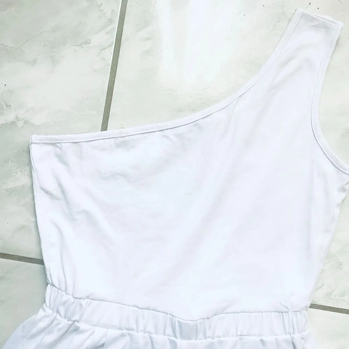 White One-Shoulder Wide-Leg Jumpsuit