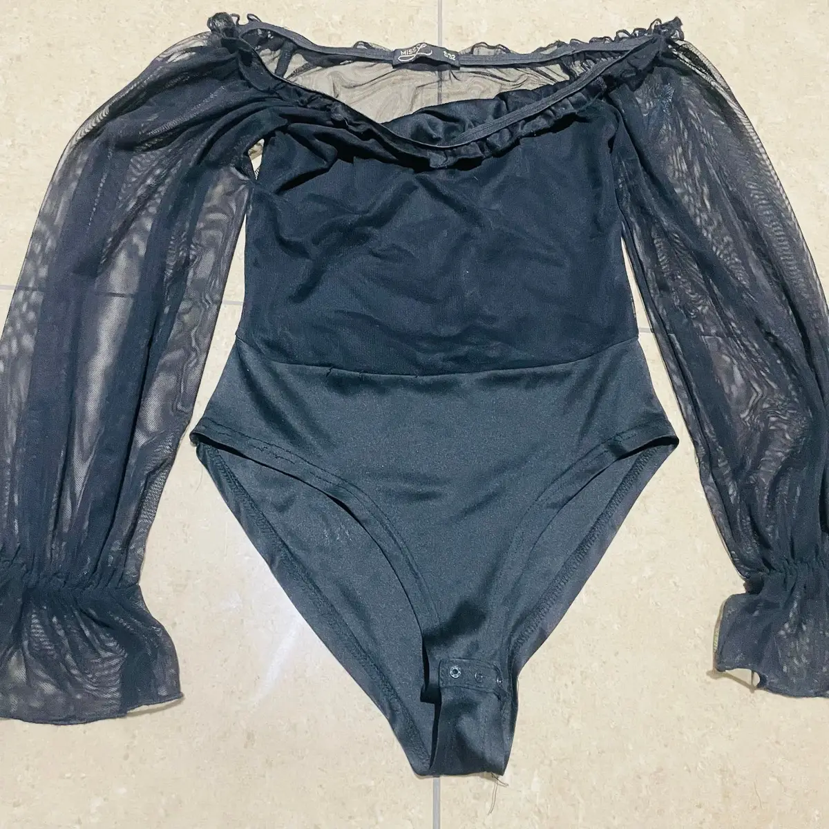 Miss G Black Sheer Mesh Bodysuit