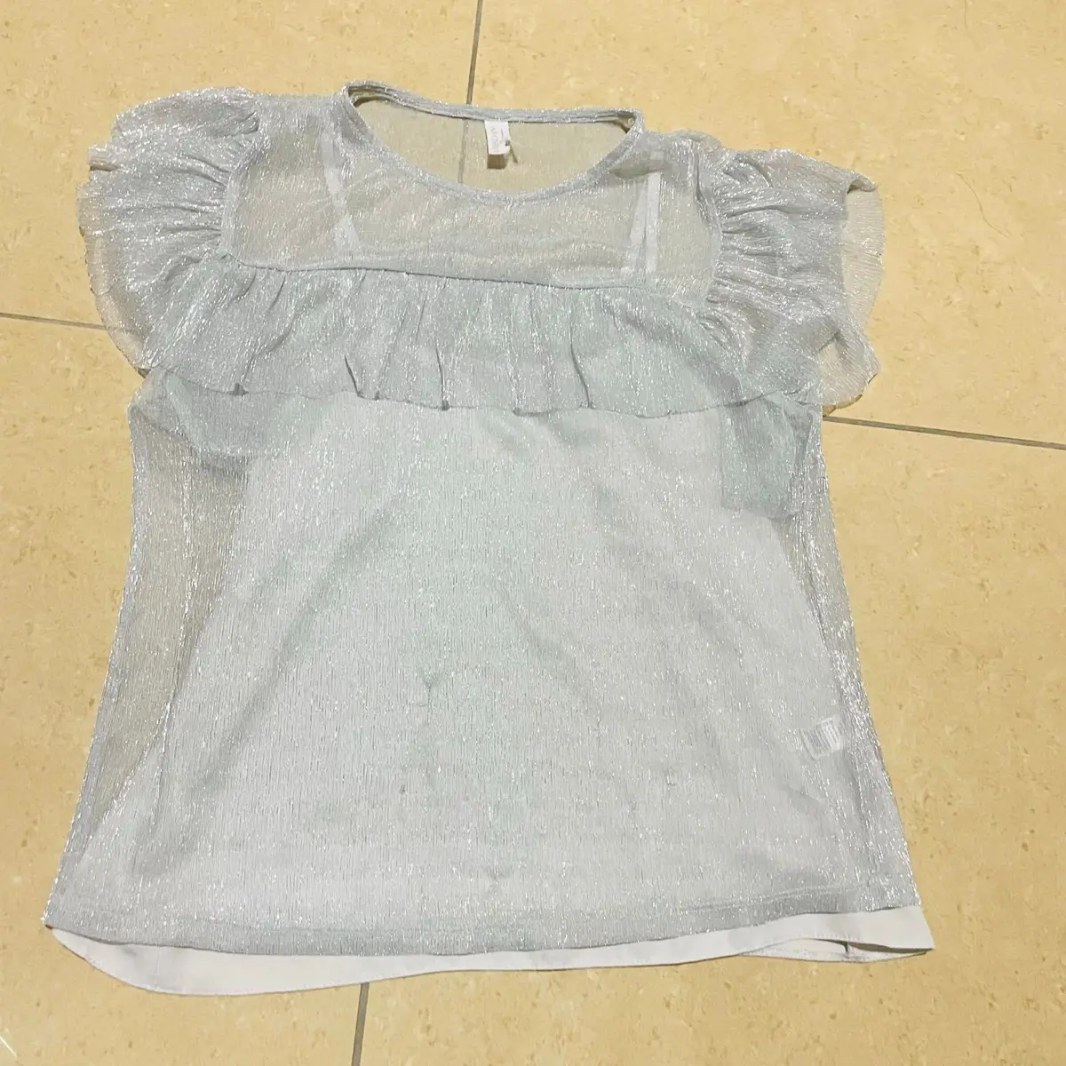 Foschini Silver Ruffle Metallic Top